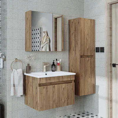 Immagine prodotto di Set di mobili da bagno Roomart ATRIA-65, 4 pezzi, larghezza 65 cm, rovere