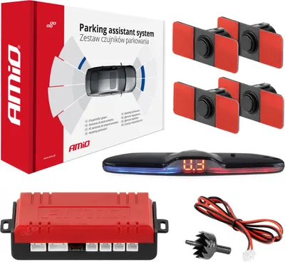 Produktbild von Einparkhilfe-Set mit 4 internen schwarzen Sensoren, LED-Anzeige AMIO-02291