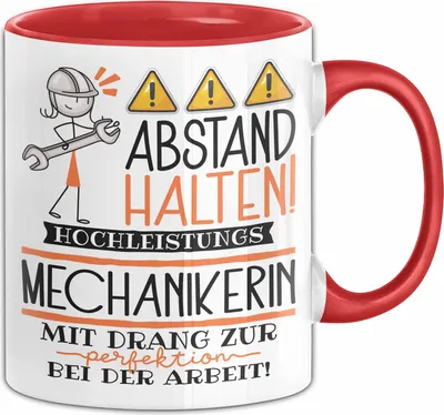 Produktbild von Mechanikerin Tasse Geschenk Lustig Abstand Halten Hochleistungs-Mechanikerin Mit Drang Zur Perfektion Bei Der Arbeit (Rot)