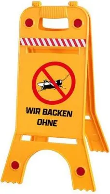 Produktbild von Warnaufsteller Dachaufsteller - Insektenverbot  Wir backen ohne  - Gr. ca. 28 x 64cm - 308550-1