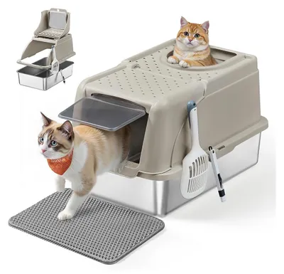 Immagine prodotto di Set per lettiera per gatti – Lettiera per gatti – Lunga durata e facile da pulire – 61 x 41 x 36,5 cm