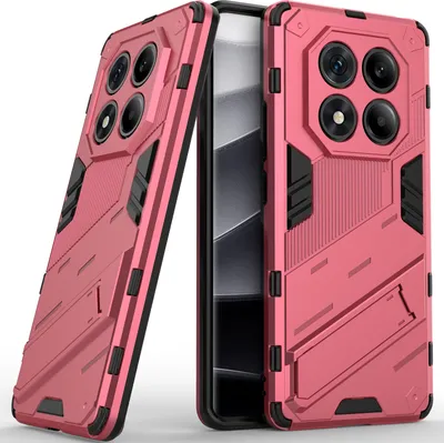 Immagine prodotto di Custodia per Xiaomi Redmi Note 14 Pro 4G Custodia protettiva ibrida in PC TPU antiurto con funzione stand Rosa