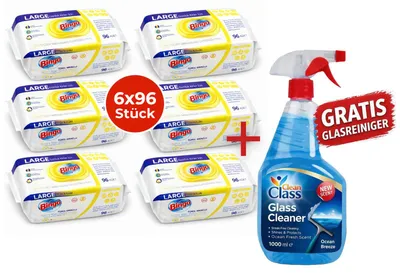Immagine prodotto di Bingo Zitrone: 6 confezioni da 96 salviette detergenti al limone + detergente per vetri IN OMAGGIO