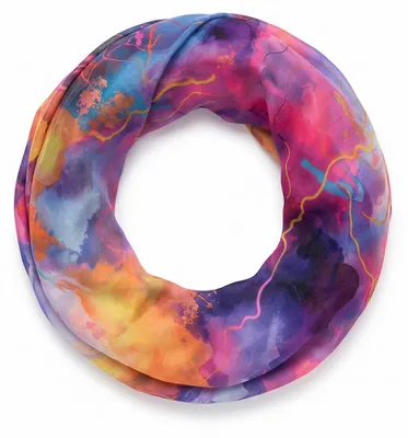Produktbild von styleBREAKER Damen Loop Schal Aquarell Glow | leichter Schlauchschal 83x48 cm | weiche Viskose | farbenfrohes Boho Tuch für Frühling & Sommer