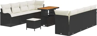 Immagine prodotto di vidaXL Set di divani da giardino con cuscini 11 pezzi Nero e crema