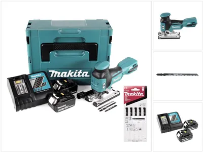 Produktbild von Makita DJV 181 RTJ Akku Pendelhubstichsäge 18V Brushless + 2x Akku 5,0Ah + Ladegerät + 11x Sägeblatt + Makpac