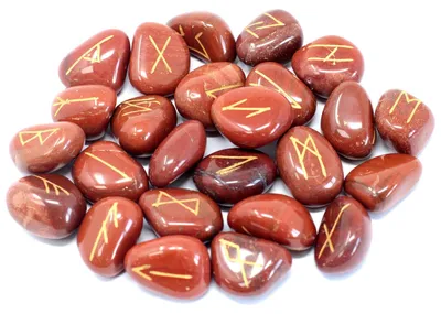 Imagen del producto de juego de Runa de la India en bolsas - Jaspe rojo