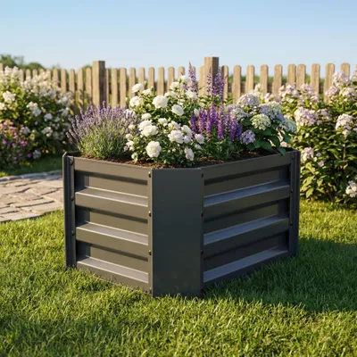 Produktbild von VCM Metall Hochbeet 50x40x30 cm, rechteckiger Pflanzkasten für Balkon, Terrasse & Garten, Pflanzenbeet ohne Boden, Galdo M