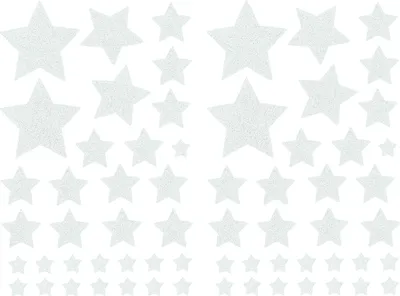Produktbild von Oblique Unique 64 Sterne Sticker Stern Aufkleber mit Glitzereffekt für Weihnachten zum Basteln Spielen - weiß