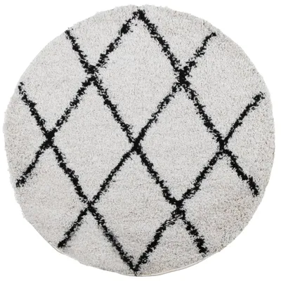 Produktbild von vidaXL Teppich Shaggy Hochflor Modern Creme und Schwarz Ø 280 cm