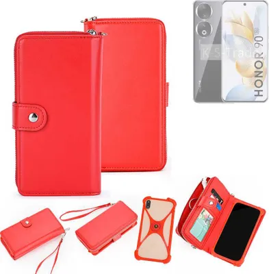 Produktbild von K-S-Trade 2in1 Schutzhülle Portemonnee Handyhülle mit Bumper kompatibel mit Honor 90 Hülle Case Etui Geldbörse Smartphone rot (1x)