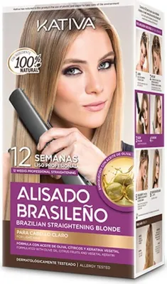 Zdjęcie produktu dla Kativa Brazilian Straightening Blonde Kit zestaw z keratyną do prostowania włosów 225 ml