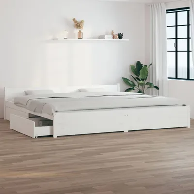 Produktbild von The Living Store Bett mit Schubladen Weiß 200x200 cm