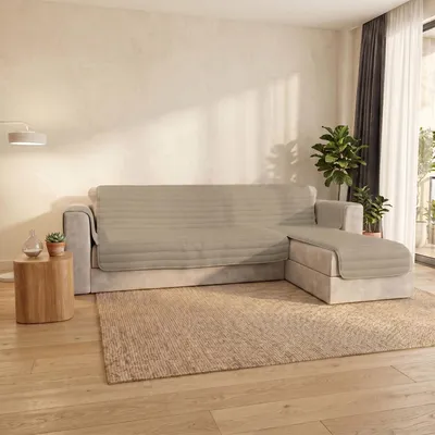 Gewatteerde Bankovertzug, wendbar, Taupe, 190 cm
