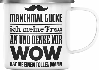 Produktbild von Trendation - Ehefrau Ehemann Emaille Tasse mit Spruch Lustiges Geschenk Frau Männer Toller Mann (Silber)