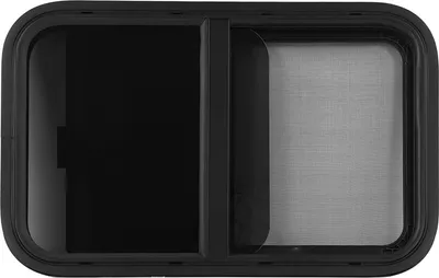 Image de fenêtre RV de 25,59 x 16,54 pouces, fenêtre coulissante en alliage d'aluminium arrondie, scellée, étanche et résistante aux UV avec moustiquaires