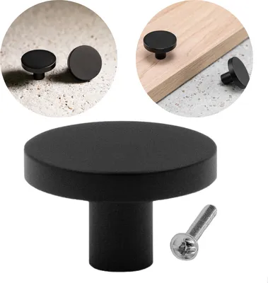 Zdjęcie produktu dla Gałka do mebli, uchwyt meblowy, czarna, 30mm