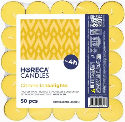 Teelicht-Set 50 Stück Citronella-Duft gelb 4h Brenndauer