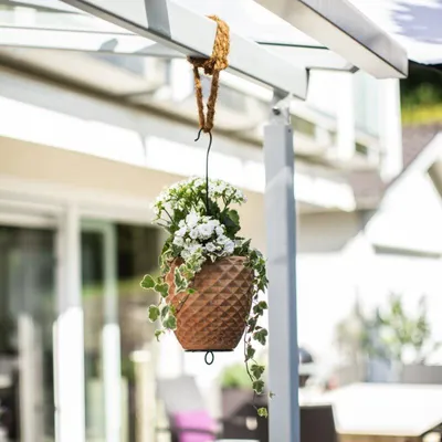 Produktbild von Windhager Hängebügel aus Metall, Grün, 48 cm, stabil, für Pflanztöpfe mit Ablaufloch, Garten & Balkon