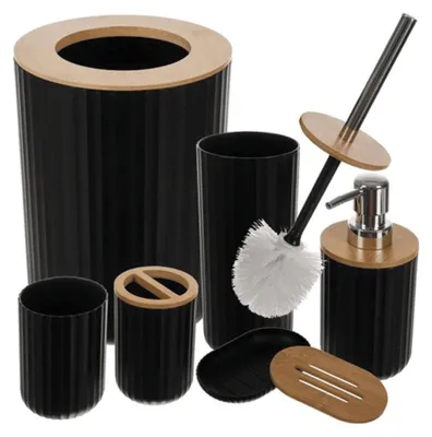 Produktbild von Bad-Accessoires-Set - schwarz Ruhhy24636
