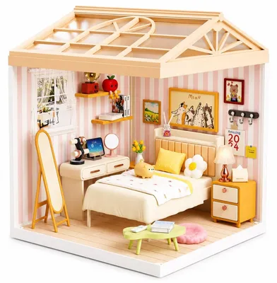 Productafbeelding van Dreamy mini house Slaapkamer Bedroom met ledlamp DIY Modelbouw Knutselen