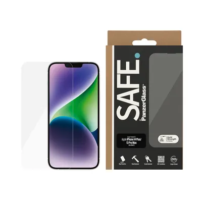 Produktbild von PanzerGlass SAFE. by ® Displayschutz iPhone 14 Plus | 13 Pro Max | Ultra-Wide Fit, Apple, Apple - iPhone 14 Plus, Apple - iPhone 13 Pro Max, Trockene Anwendung, Kratzresistent, Schockresistent, Transparent, 1 Stück(e)