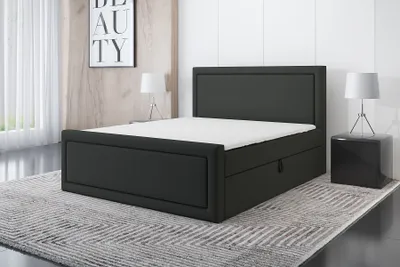 Produktbild von Boxspringbett GERI 160 x 200 mit 2 Bettkästen, Bonell-Matratze und Topper. Farbe: Grau