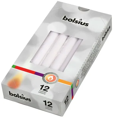 Obrázok produktu pre Bolsius kužeľové sviečky biele - 12 kusov