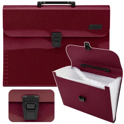 Zdjęcie produktu dla Folder Folder Organizer na dokumenty 13 przegródek Burgundowy format A4