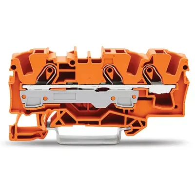 Produktbild von 25 Stück Wago 3-Leiter-Durchgangsklemme, für Tragschiene, 6,0 mm², orange 2006-1302