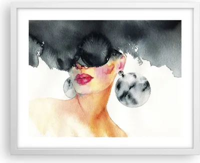 Produktbild von Gerahmtes Poster - Weißer Rahmen - Aquarell Modell Brille - 50x40 cm - Wand Bild - Wanddeko - Wandbilder - Kunstposter - Wandposter - Bilderrahmen - Bilder - Kunstdruck - P2WAA50x40-4678