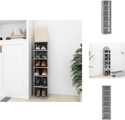 Image de vidaXL Armoire à chaussures gris béton 27,5x27x102 cm Bois composite - Étagères et armoires à chaussures