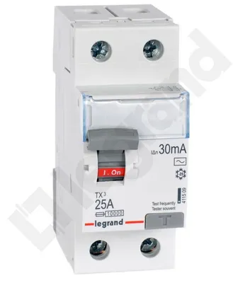 Immagine prodotto di Interruttore differenziale 2P, 25A, 0,03A, tipo AC, modello P302 TX3, codice 411509