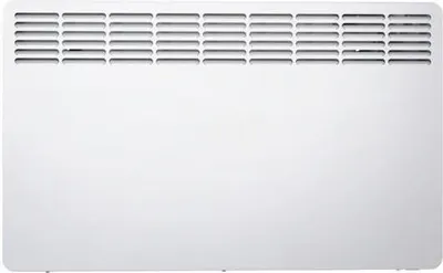 A white electric heater is shown against a white background.