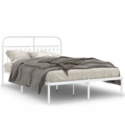 Produktbild von vidaXL Bettgestell mit Kopfteil Metall Weiß 140x200 cm