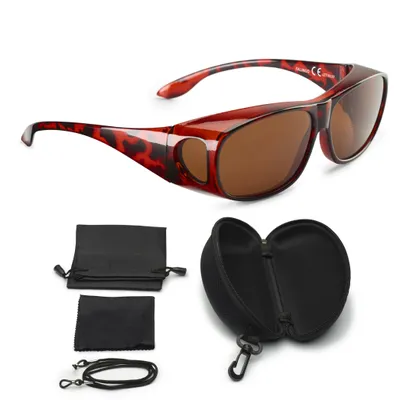 Produktbild von FALINGO Sonnenüberbrille CLASSIC EDITION polarisiert UV 400 uni inkl. Hardcase und Zubehör (Leopard)
