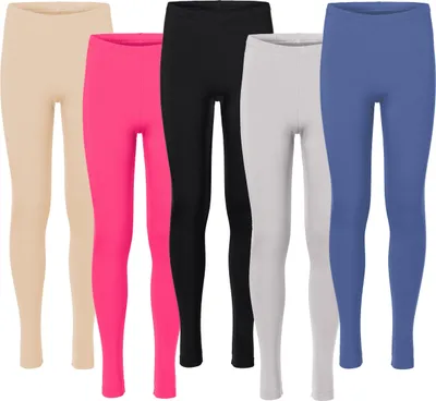 Produktbild von Merry Style 5er Pack Leggings Mädchen Lange Kinder Leggings aus Viskose MS10-130 (Schwarz/Rosa/Caffe Latte/Jeans/Beige, 110)