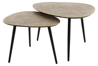 Produktbild von AnLi Style Couchtisch, dreikantig, metallic, 2er-Set