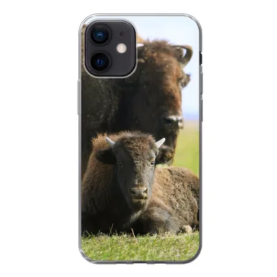 Produktbild von MuchoWow® Handyhülle Schutzhülle Hülle für iPhone 12 Büffel - Gras - Kalb Silikon Softcase Handy Hülle - Schutzhülle