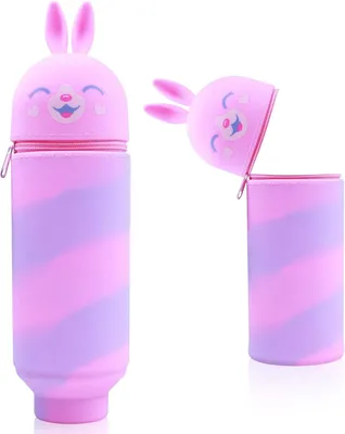 Produktbild von Schulmäppchen und Federmäppchen aus weichem Silikon, 2-in-1, rosa, für Schule und Alltag