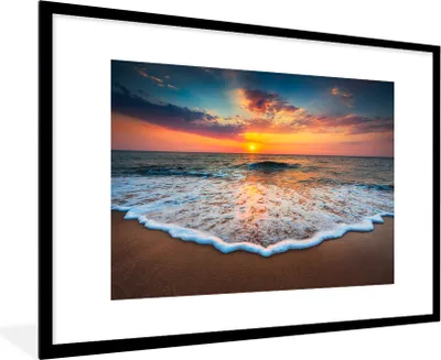 Produktbild von MuchoWow® MuchoWow® Gerahmtes Poster Strand - Meer - Sonnenuntergang 90x60 cm - Poster mit zchwarzem Bilderrahmen - Wanddekoration - Fotos