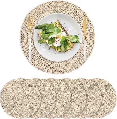 Obrázek produktu pro Tkané podtácky z listů kukuřice, sada 6 ks, 35 cm, kulaté, přírodní, ratan