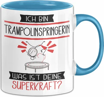 Produktbild von Trampolinspringerin Geschenk Tasse Ich Bin Trampolinspringerin Was Ist Deine Superkraft Geschenkidee Lustig Geburtstag Weihnachten (Blau)