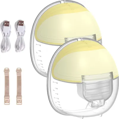 Obrázek produktu pro 2 kusy Elektrická dvojitá odsávačka mateřského mléka s 24 mm silikonovou přírubou, odsávačka mateřského mléka se 2 režimy, 9 režimů odsávání, velmi tichá dobíjecí odsávačka mateřského mléka, kapacita 180 ml pro kojení