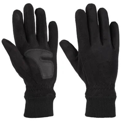 Productafbeelding van Herenhandschoenen grijs – warme fleecehandschoenen – handschoenen geschikt voor touchscreens – fietshandschoenen – zwarte handschoenen