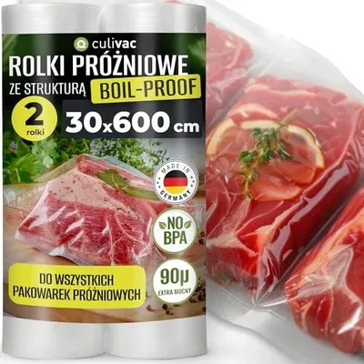 Zdjęcie produktu dla Worki próżniowe do gotowania sous vide 30X600CM zestaw 100 sztuk