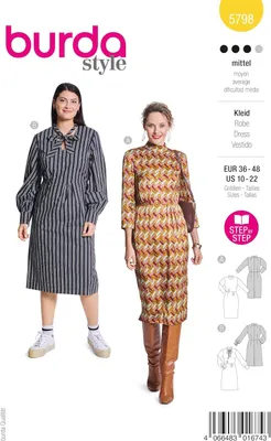 Produktbild von Schnittmuster Damenkleid Midi Länge, Größe 36-48, für Baumwollstoffe