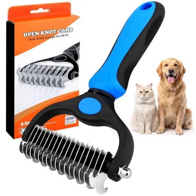 Image de Brosse pour chien, démêlant pour sous-poil, adaptée aux chiens et aux chats, double face