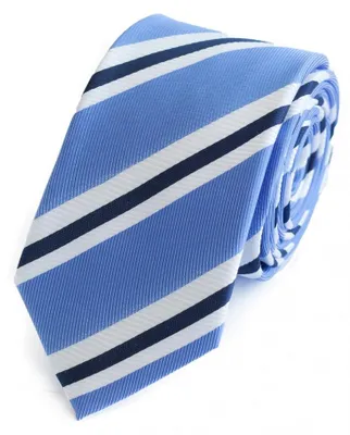 Produktbild von Fabio Farini - 1 Stück Gestreifte Blau Weiße Herren Schlips - Krawatten in 6cm Breite Schmal (6cm), Blau/Weiß/Schwarz