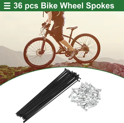 Image de Rayons De Vélo Universels Pour Roue De Vélo 14G Longueur 209Mm En Acier Au Carbone Noir 1 Ensemble